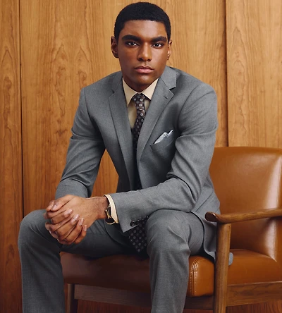 Slim Fit Grey Solid Suit Jacket