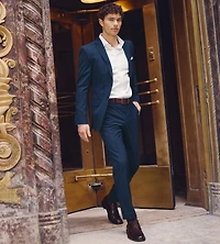 Slim Fit Navy Windowpane Suit Jacket