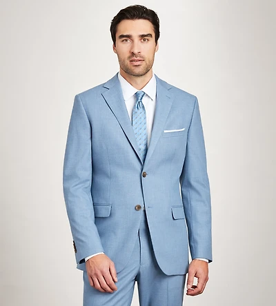 Veste de complet dépareillée extensible 360° bleu oxford uni, coupe moderne