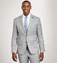 Veste de complet à carreaux gris, coupe moderne