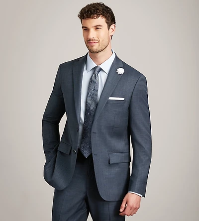 Modern Fit Dark Blue Neat Suit Jacket
