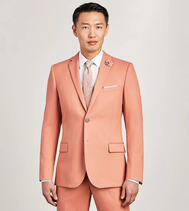 Veste de complet rose unie coupe moderne