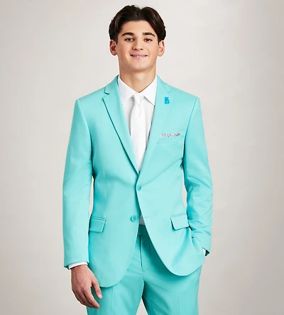 Slim Fit Aqua Solid Suit