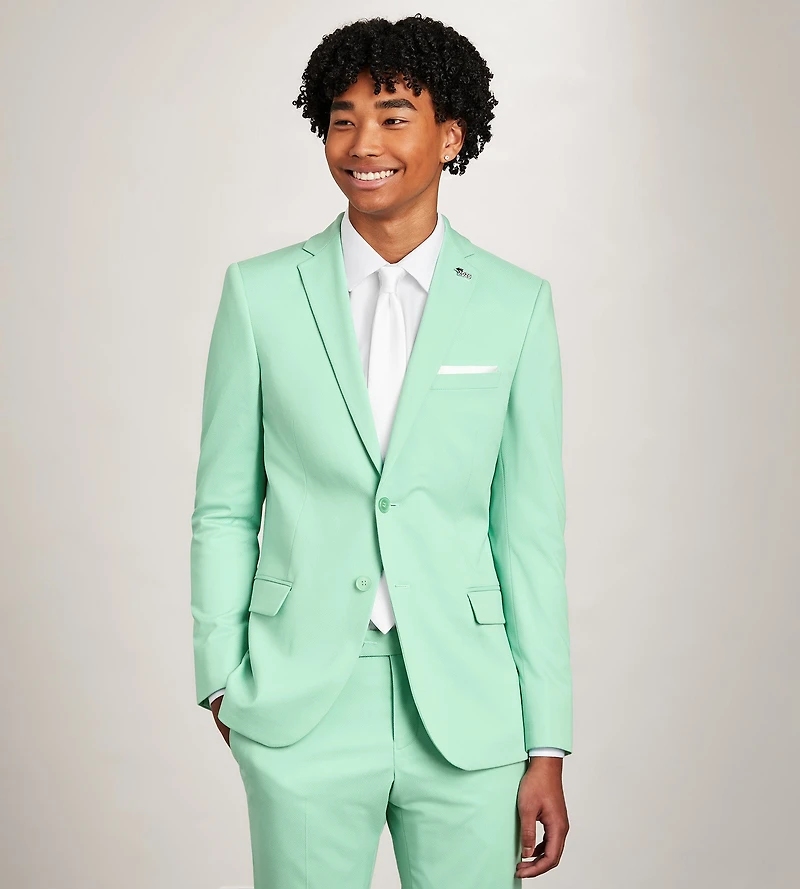 Veste de complet vert uni coupe ajustée