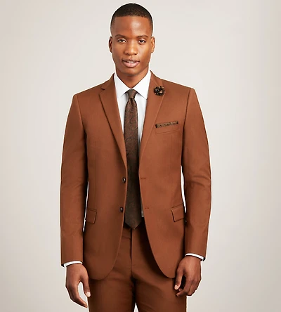 Veste de complet ajustée cognac uni