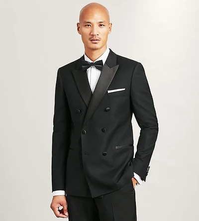 Veste de smoking noire unie coupe slim