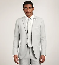 Slim Fit Light Grey Solid Suit Jacket