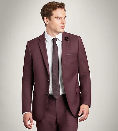 Modern Fit Burgundy Solid Suit Jacket