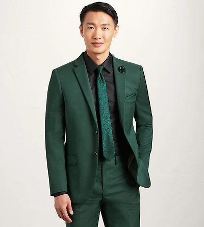 Veste de complet vert foncé uni, coupe moderne