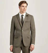 Slim Fit Brown Solid Suit Jacket