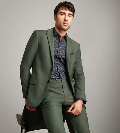 Slim Fit Olive Solid Suit