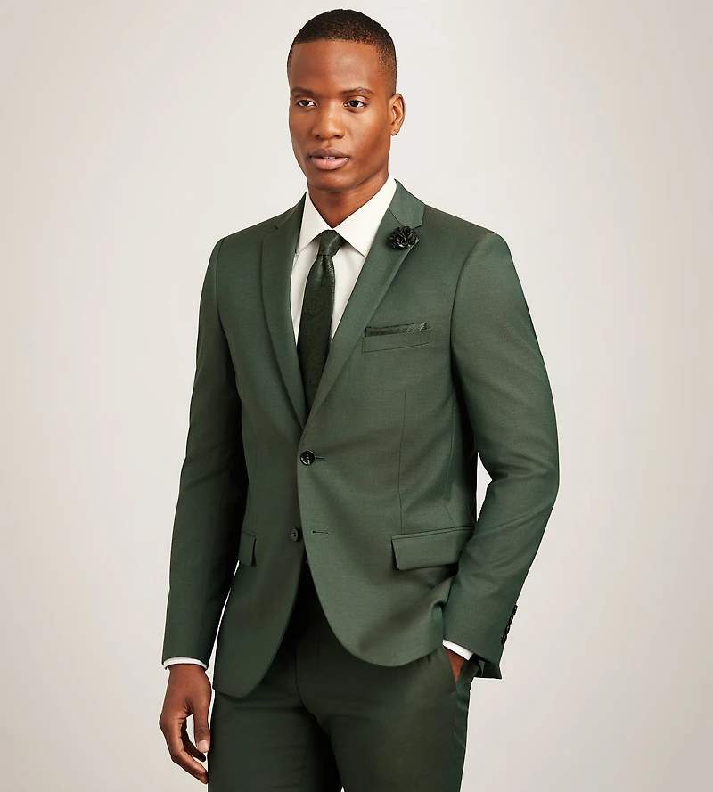 Modern Fit Olive Solid Suit Jacket