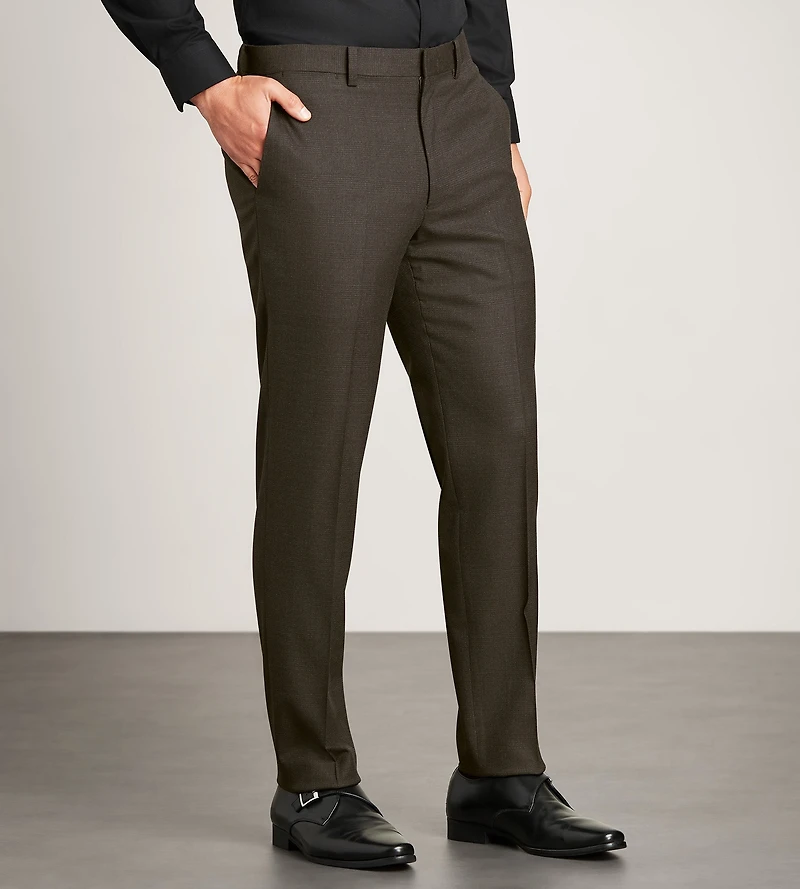 Modern Fit Brown Plaid Suit Pants