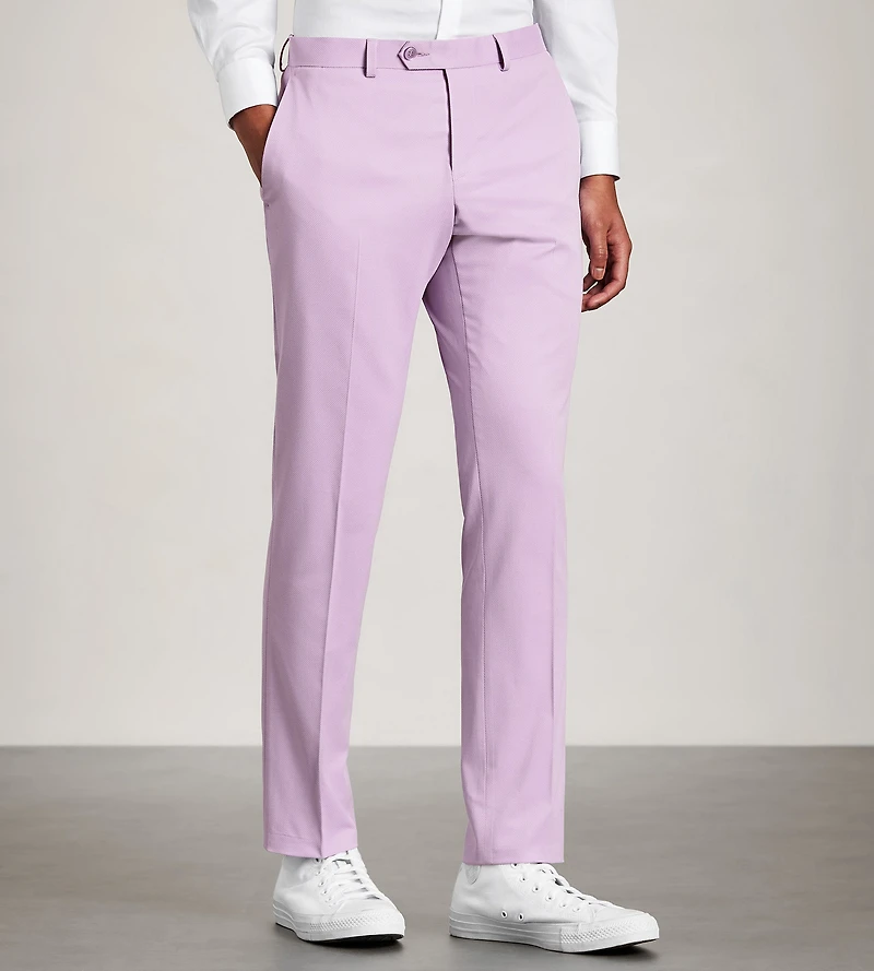 Pantalon de complet lilas unie coupe ajustée