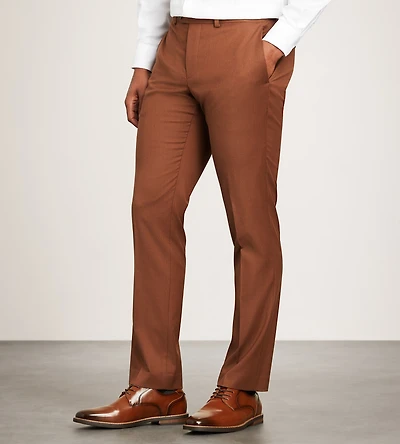 Slim Fit Cognac Solid Suit Pants