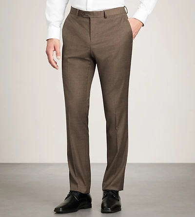 Slim Fit Brown Plaid Suit Pants