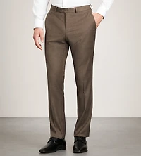 Slim Fit Brown Plaid Suit Pants