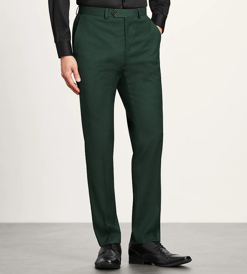 Pantalon de complet vert foncé uni, coupe moderne