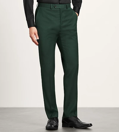 Pantalon de complet vert foncé uni, coupe moderne