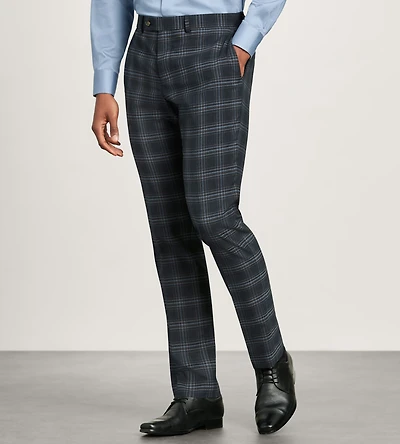 Pantalon de complet à carreaux bleu marine