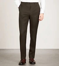 Pantalon de complet solide marron foncé, coupe moderne