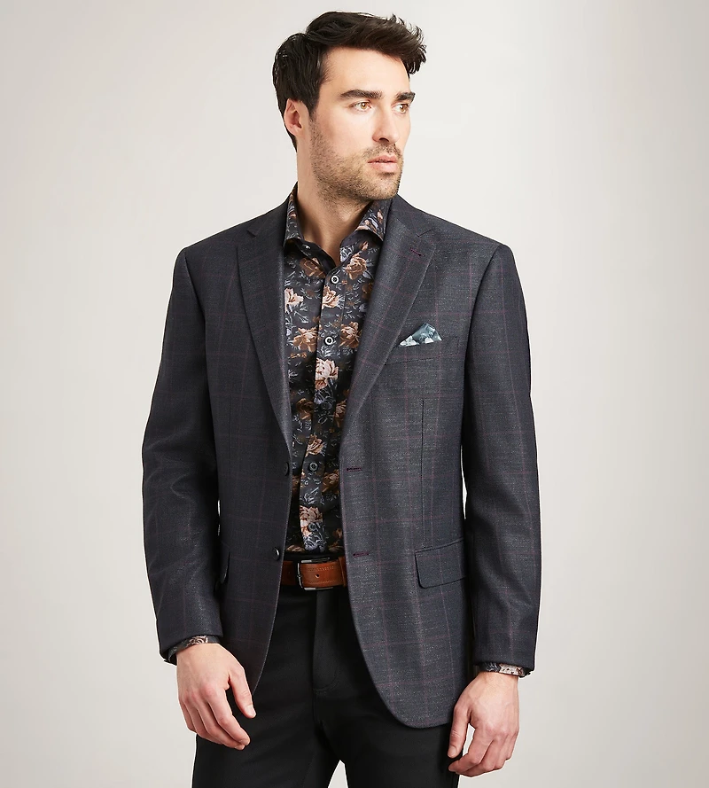 Modern Fit Woven Windowpane Sport Jacket