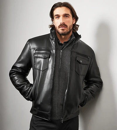 Modern Fit Vegan Leather Jacket