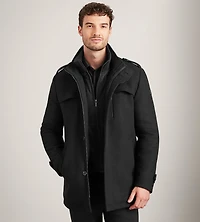 Manteau mi-long style militaire avec plastron coupe moderne