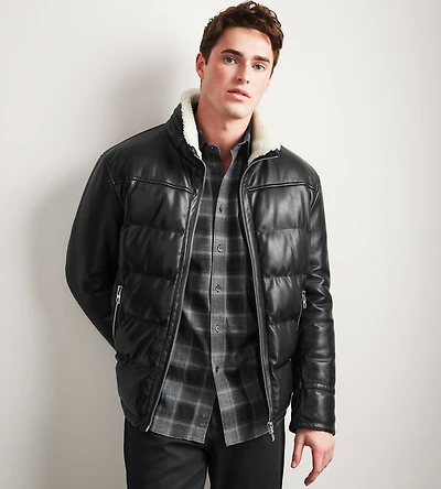 Modern Fit Quilted Vegan Leather Jacket