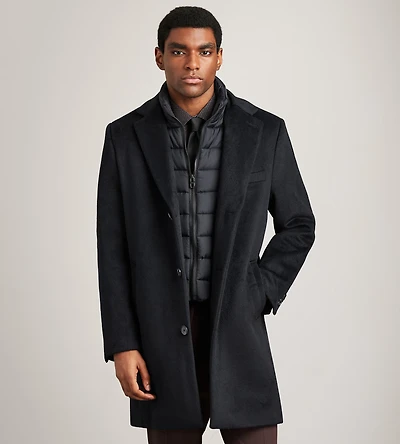 Modern Fit Water-Resistant Long Wool Coat