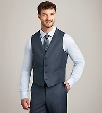 Modern Fit Dark Blue Neat Suit Vest