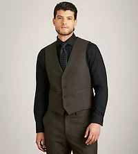 Modern Fit Brown Plaid Suit Vest