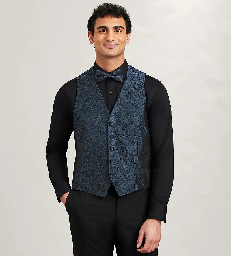 Gilet de complet à motif cachemire tonal