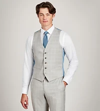 Gilet de complet à carreaux gris clair, uni