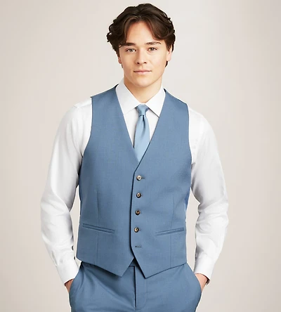 Gilet de complet bleu acier uni