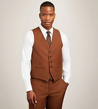 Gilet de complet cognac uni