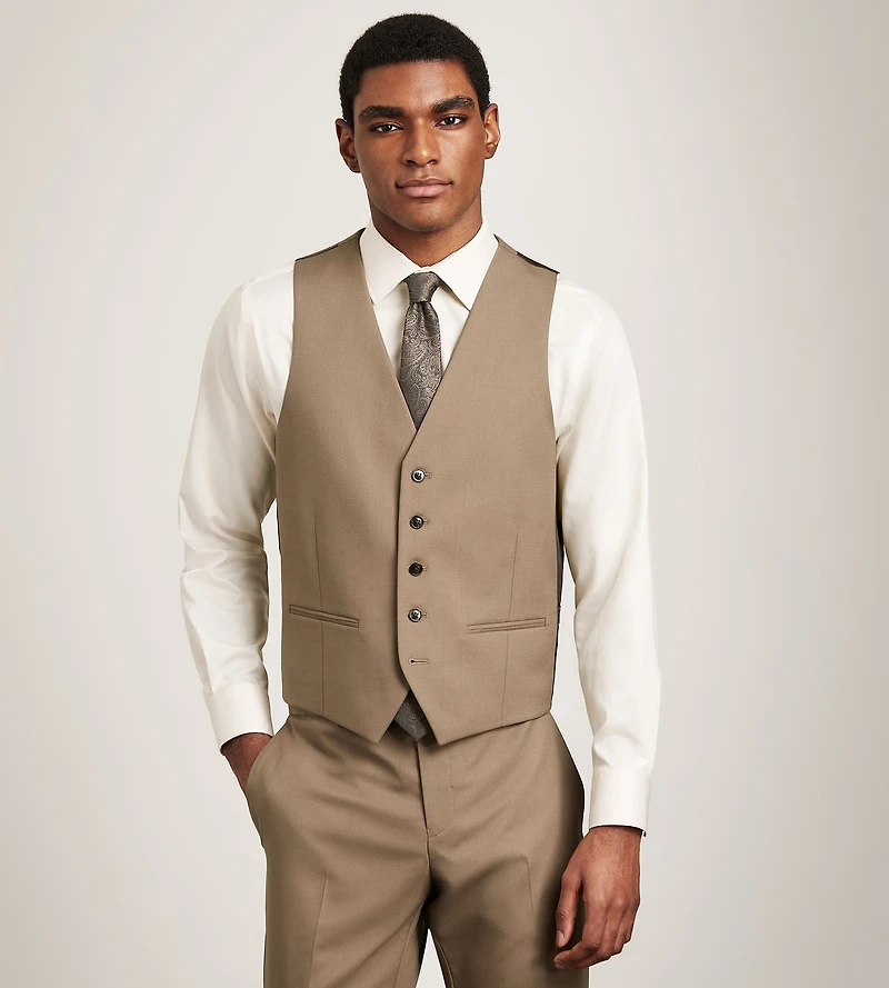 Dark Taupe Solid Suit Vest