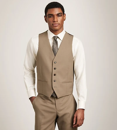 Dark Taupe Solid Suit Vest