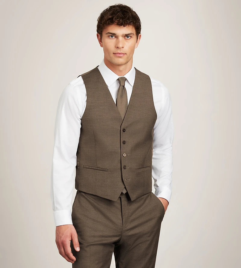 Brown Plaid Suit Vest