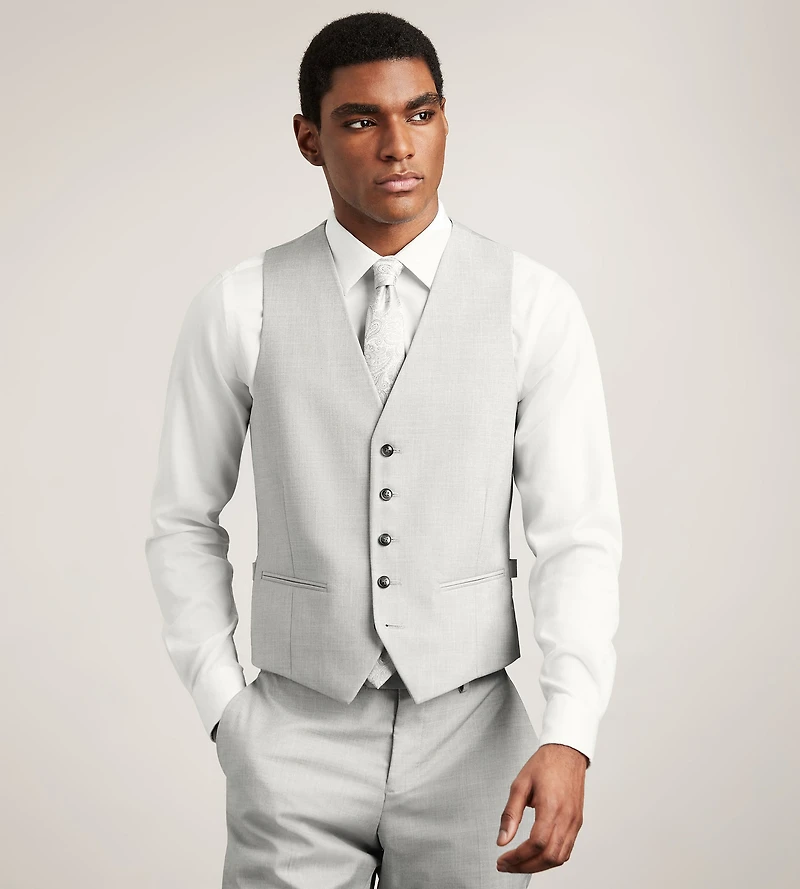 Gilet de complet, gris clair uni
