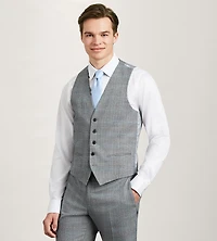 Gilet de complet gris à carreaux, uni