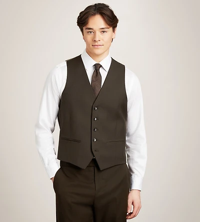 Gilet de complet brun foncé unie, uni