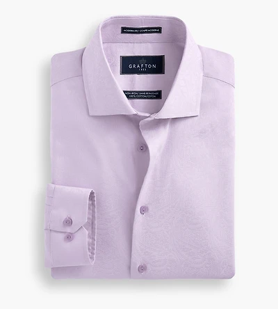 Chemise habillée ultra luxueuse à motif cachemire, coupe moderne