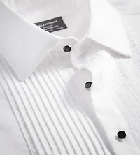 Chemise habillée en satin de smoking plissée sans repassage, coupe slim
