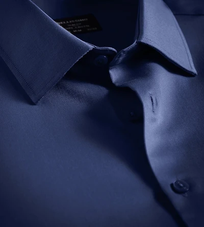 Chemise habillée sans repassage en satin de coton coupe slim