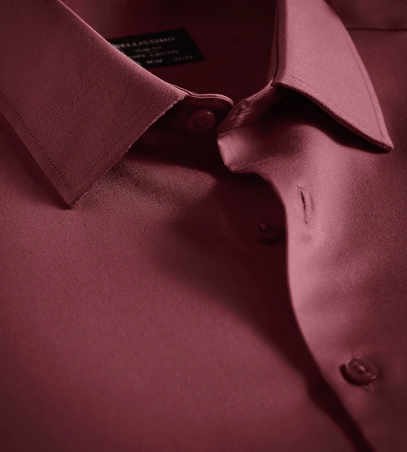 Chemise habillée en satin coupe slim sans repassage