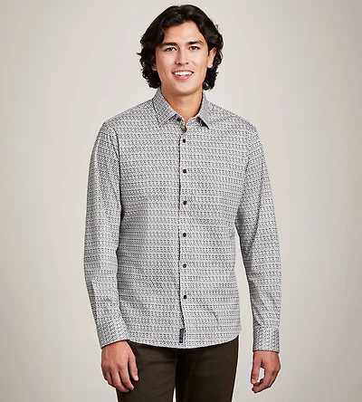 Chemise habillée à manches longues en maille beurre, motif eau de peinture