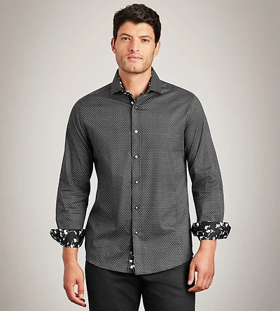 Modern Fit Long Sleeve Textured Stretch Casual Shirt