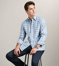 Chemise décontractée à carreaux extensible manches longues