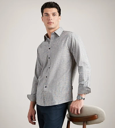 Long Sleeve Stretch Plaid Casual Shirt